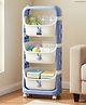 Babyhug 3 Layer Storage Organiser with Rabbit Face - Blue| Detachable Baskets| Wheels with Lock| Plug N Play Assembly| Stationery, Toys &  Clothes Storage| Rounded Edges