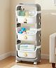 Babyhug 3 Layer Storage Organiser with Penguin Face - Grey| Detachable Baskets| Wheels with Lock| Plug N Play Assembly| Stationery, Toys &  Clothes Storage| Rounded Edges