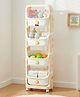 Babyhug 4 Layer Storage Organiser with Penguin Face - Yellow| Detachable Baskets| Wheels with Lock| Plug N Play Assembly| Stationery, Toys &  Clothes Storage| Rounded Edges