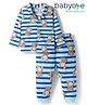 Babyoye 100% Cotton Knit Full Sleeves Co-ord Night Suit With Teddy Bear Print - Blue
