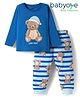 Babyoye 100% Cotton Knit Full Sleeves Night Suit With Teddy Bear Print - Blue