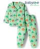 Babyoye 100% Cotton Knit Full Sleeves Co-ord Night Suit With Animal Print - Light Green