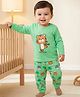 Babyhug 100% Cotton Knit Full Sleeves Night Suit With Animal Print -Light Green