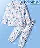 Babyoye 100% Cotton Single Jersey Knit Full Length Co-ords Night Suit With Animal Print - White
