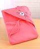 Pink Rabbit Terry Knit Hooded Towel with Animal Applique L 81 x B 81 cm - Coral