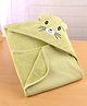Pink Rabbit Terry Knit Hooded Towel with Animal Applique L 81 x B 81 cm - Olive Green