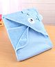 Pink Rabbit Terry Knit Hooded Towel with Animal Applique L 81 x B 81 cm - Light Blue