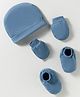 Simply Interlock Knit Solid Color Cap Mittens & Booties Set Navy Blue - Diameter 16 cm