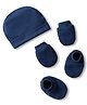 Simply Interlock Knit Cap Mittens & Booties Set Navy Blue - Diameter 12 cm