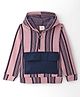 Rikidoos Full Sleeves Striped Hooded Sweatshirt - Onion Pink