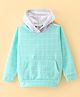 Rikidoos Full Sleeves Checked Hooded Sweatshirt - Sea Green