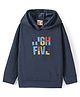 Rikidoos Full Sleeves Typography Printed Hooded Sweatshirt - Navy Blue