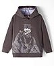 Rikidoos Full Sleeves Typography Printed Hooded Sweatshirt - Grey