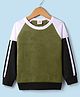 Rikidoos Full Raglan Sleeves Textured & Colour Blocked Tee - Olive Green