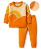 Babyoye Jacquard Knit Full Sleeves Pullover Sweater Set with Color Block Design - Orange