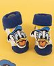 Yellow Bee Disney Cotton Donald Duck Face 3D Applique Detailed Socks - Navy Blue