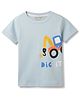 Tales & Stories Cotton Knit Half Sleeves Dig It Text Printed Tee - Light Blue