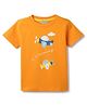 Tales & Stories Cotton Knit Half Sleeves Up Up And Away We Go Text Printed Tee - Orange