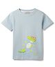 Tales & Stories Cotton Knit Half Sleeves Crocodile Printed Tee - Light Blue