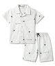 Tales & Stories Cotton Woven Half Sleeves Coconut Trees Printed Shirt & Coordinating Shorts Set - Off White