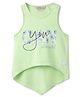 Tales & Stories Viscose Knit Sleeveless Can You Be You Text Printed Tank High Low Top - Light Green