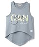 Tales & Stories Viscose Knit Sleeveless Can You Be You Text Printed Tank High Low Top - Grey