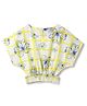Tales & Stories Viscose Knit Half Sleeves Checked & Floral Printed Crop Top - Multi Colour