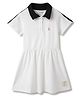 Tales & Stories Cotton Knit Half Sleeves Side Taped Dress - White