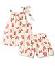 Tales & Stories Cotton Woven Sleeveless Striped & Butterfly Printed Coordinating Halter Neck Top With Shorts Set - Multi Colour