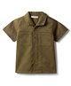 Tales & Stories Cotton Knit Half Sleeves Thread Work Embroidered Shirt - Green