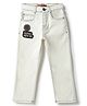 Tales & Stories Lycra Knit Never Give Up Patch Detailed Jeans - White