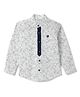 Tales & Stories Cotton Knit Full Sleeves Floral Printed Shirt - White