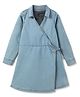 Tales & Stories Cotton Lycra Knit Full Sleeves Solid Dress - Light Blue