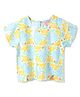 Tales & Stories Viscose Knit Half Sleeves Floral Printed Top - Sky Blue