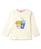 Tales & Stories Cotton Knit Full Sleeves Cute Cat Face & Fries Printed Tee - Off White