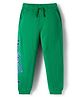 Pine Kids Terry Knit Full Length Lounge Pant With Text print - Green