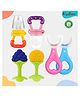 Kritiu Baby 2 Soft Fruit Shape Silicone Teethers With 2 Fruit Soothers Nibblers And 2 U-Shape Toothbrushes BPA Free- Pack of 6 (Multicolor)