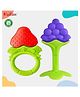 Kritiu Baby Fruit Shape Soft Silicone Teething Teethers Hygienic Silicone Colorful Chew Toy for Teething Relief BPA Free- Pack of 2 (Red,Blue)