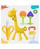 Kritiu Baby Silicone 1 Giraffe Teether | 1 Banana | 2 Fruit Shape Teether & 1 Fruit Nibbler Teether Feeder For Oral Dental Care BPA Free - Pack of 5 (YELLOW)