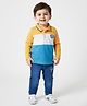 Babyhug Single Jersey Knit Full Sleeves Polo T-Shirt & Jeans Set with Soccer Embroidery & Football Print - Yellow & Blue