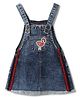 Tales & Stories Denim Woven Sleeveless Flamingo Printed Pinafore Dress - Blue