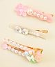 Hola Bonita Hair Pins with Pearl Rhinestone & Floral Applique Free Size Pack of 3 - Pink