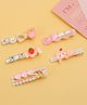 Hola Bonita Hair Pins with Heart Strawberry & Pearl Applique Free Size Pack of 5 - Pink