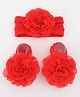Bonfino Headband With Booties & Floral Applique Detailing - Red