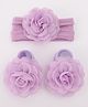 Bonfino Headband With Booties & Floral Applique & Lace Detailing - Purple