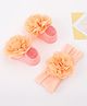 Bonfino Headband With Booties & Floral Applique & Lace Detailing - Peach