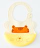 Babyhug Adjustable Silicone Bib for Toddlers - Beige Orange Tiger Print| Soft & BPA-Free| 5-Gear Neck Adjustment| Easy to Clean| Crumb Catcher| Roll-able Travel-Friendly