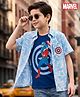 Pine Kids Marvel Single Jersey Knit Half Sleeves Shirt With T-Shirt & Captain America Graphics - Blue