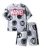 Pine Kids Marvel Single Jersey Knit Half Sleeves T-Shirt & Short Set With Avengers Graphics - Light Grey