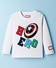 Babyhug Marvel Single Jersey Knit Full Sleeves T-Shirt with Captain America Sheild Graphic & Badge Detailing - White